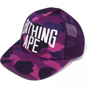 Men Bape Color Camo Nyc Logo Mesh Cap Caps Navy USA | SI8286626