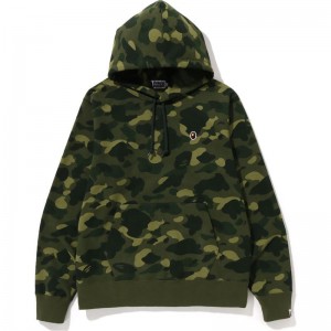 Men Bape Color Camo One Point Ape Head Pullover Hoodie Hoodie Green USA | VP6515455