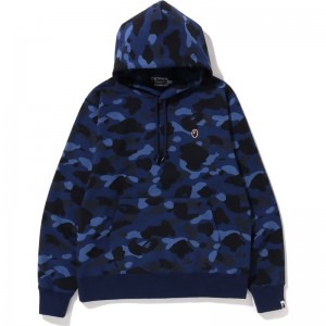 Men Bape Color Camo One Point Ape Head Pullover Hoodie Hoodie Navy USA | QZ0759279