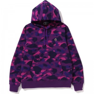 Men Bape Color Camo One Point Ape Head Pullover Hoodie Hoodie Purple USA | HJ3254224