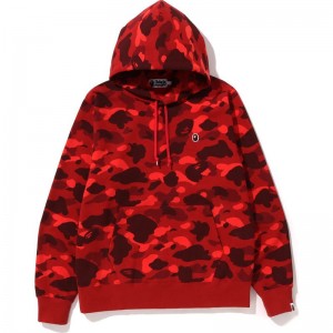 Men Bape Color Camo One Point Ape Head Pullover Hoodie Hoodie Red USA | GM4574454