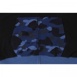Men Bape Color Camo Relaxed Fit Full Zip Hoodie Hoodie Navy USA | ES0843283