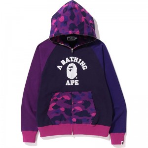 Men Bape Color Camo Relaxed Fit Full Zip Hoodie Hoodie Purple USA | FC0537757