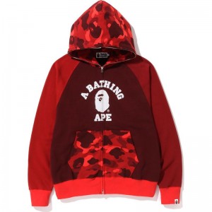 Men Bape Color Camo Relaxed Fit Full Zip Hoodie Hoodie Red USA | AK3684464