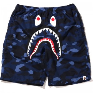 Men Bape Color Camo Shark Beach Shorts Shorts Black USA | AD2203823