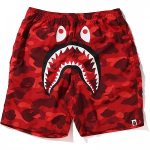 Men Bape Color Camo Shark Beach Shorts Shorts Purple USA | BG1489249