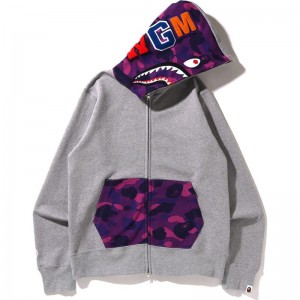Men Bape Color Camo Shark Full Zip Hoodie Hoodie Grey USA | LC8992492