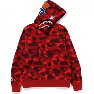 Men Bape Color Camo Shark Pullover Hoodie Hoodie Red USA | QC5690060