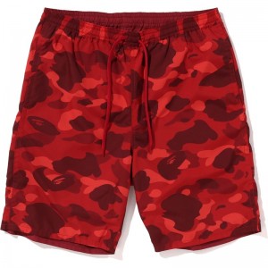 Men Bape Color Camo Shark Reversible Shorts Shorts Red USA | VF8731071