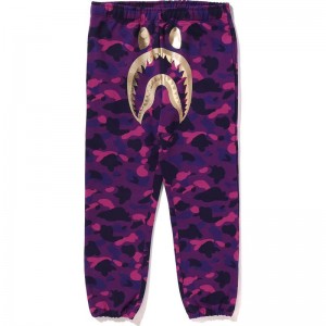 Men Bape Color Camo Shark Sweat Pants Pants Purple USA | IG7712972