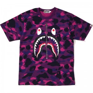 Men Bape Color Camo Shark Tee Cut And Sewn Green USA | WP5582252