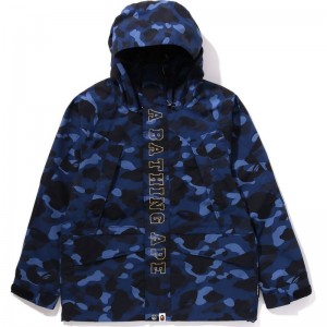 Men Bape Color Camo Snowboard Jacket Jackets Navy USA | QB8893983