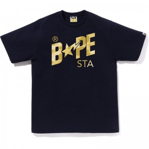 Men Bape Color Camo Sta Logo Tee T Shirts Navy USA | MM8568858