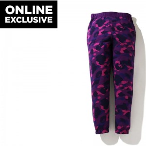 Men Bape Color Camo Sweat Pants Bapec Pants Purple USA | DG8529559