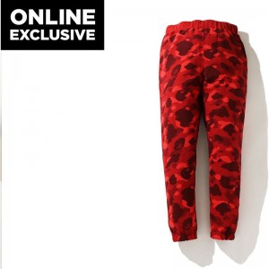 Men Bape Color Camo Sweat Pants Bapec Pants Red USA | JS7488748
