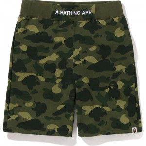 Men Bape Color Camo Sweat Shorts Shorts Green USA | RC6035605