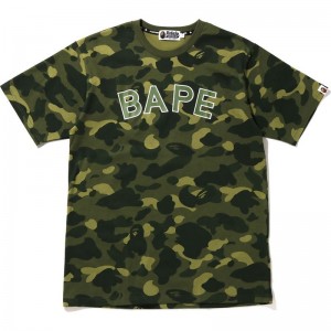 Men Bape Color Camo Tee Cut And Sewn Green USA | UC9726376