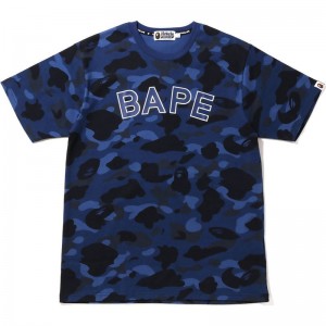 Men Bape Color Camo Tee Cut And Sewn Navy USA | ZP6229229