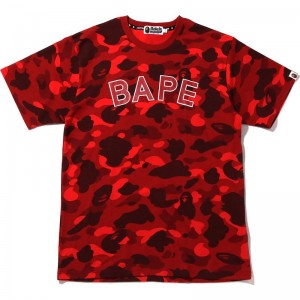Men Bape Color Camo Tee Cut And Sewn Red USA | VJ7855085