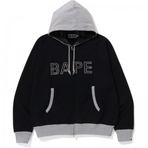 Men Bape Color Camo Thermal Patch Loose Fit Zip Hoodie Hoodie Black USA | GO6003903