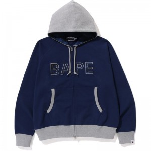 Men Bape Color Camo Thermal Patch Loose Fit Zip Hoodie Hoodie Navy USA | OI8066306
