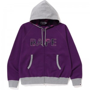Men Bape Color Camo Thermal Patch Loose Fit Zip Hoodie Hoodie Purple USA | SM2960090