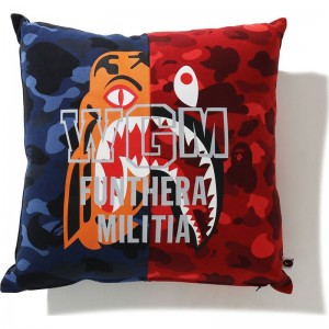 Men Bape Color Camo Tiger Shark Half Square Cushion Home Navy USA | AZ7302432