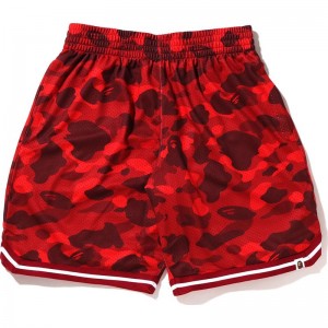 Men Bape Color Camo Wide Fit Basketball Shorts Shorts Red USA | DX0237727