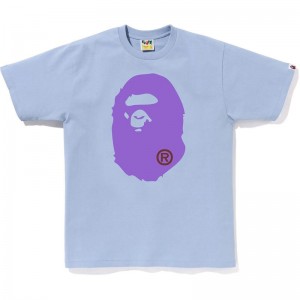 Men Bape Colors Big Ape Head Tee T Shirts Sax USA | UW5083703