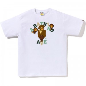 Men Bape Colors College Milo Tee T Shirts White USA | QE9866886