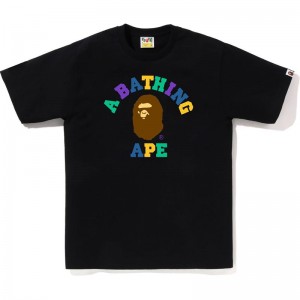 Men Bape Colors College Tee T Shirts Black USA | VF4384334