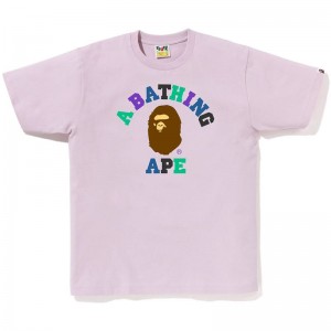 Men Bape Colors College Tee T Shirts Purple USA | FS9312232