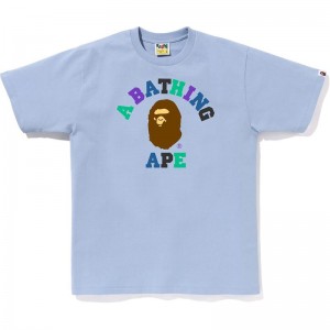 Men Bape Colors College Tee T Shirts Sax USA | KD4240920