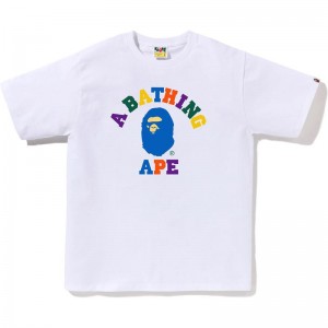 Men Bape Colors College Tee T Shirts White USA | YR2059109
