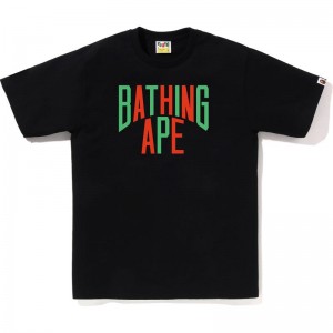 Men Bape Colors Nyc Logo Tee T Shirts Green USA | QY1343633