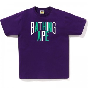 Men Bape Colors Nyc Logo Tee T Shirts White USA | SA4360030