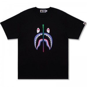Men Bape Colors Shark Tee Cut And Sewn Black USA | RL5580050