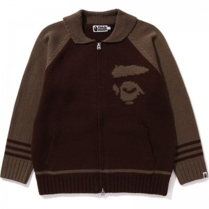 Men Bape Cowichan Sweater Knitwear Brown USA | RU5745975
