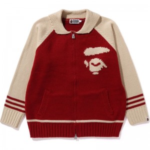 Men Bape Cowichan Sweater Knitwear Red USA | YH6782472