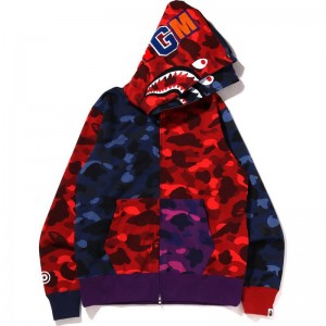 Men Bape Crazy Shark Full Zip Double Hoodie Hoodie Multicolor USA | TJ2117717