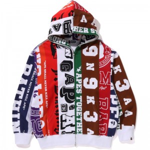 Men Bape Fans Scarf Full Zip Hoodie Hoodie Multicolor USA | PV3244824