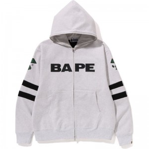 Men Bape Football Relaxed Fit Full Zip Hoodie Hoodie Grey USA | PW5306936