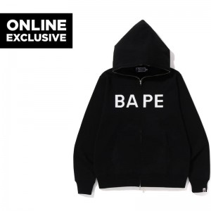 Men Bape Full Zip Hoodie Bapec Hoodie Black USA | HX3296226