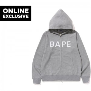 Men Bape Full Zip Hoodie Bapec Hoodie Grey USA | IW4403643