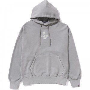 Men Bape Garment Dye Pullover Hoodie Hoodie Grey USA | WN9766076