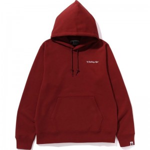 Men Bape General Pullover Hoodie Hoodie Burgundy USA | CB3394934