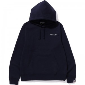 Men Bape General Pullover Hoodie Hoodie Navy USA | MO6012202