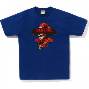 Men Bape General Watching Tee T Shirts Blue USA | EE5210520
