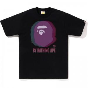 Men Bape Glitch Art By Bathing Tee T Shirts Black USA | JD0152612