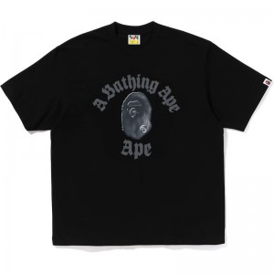 Men Bape Gothic College Relaxed Fit Tee T Shirts Black USA | AR1878288